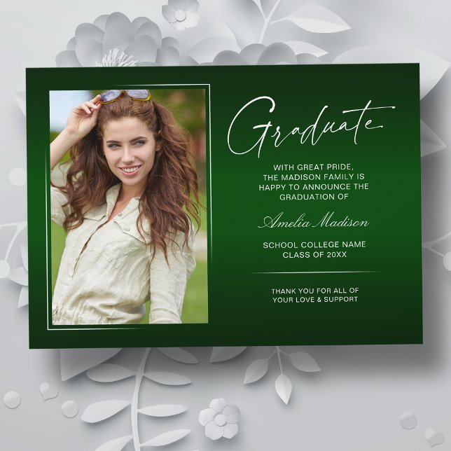Elegant Calligraphy Ink Script Modern Grad Photo Announcement (Creator Uploaded)