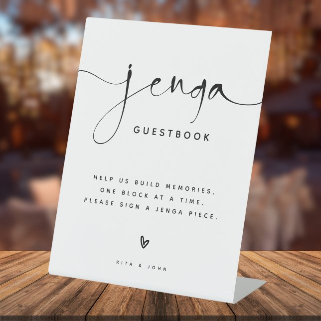 Elegant Calligraphy Jenga Guest Book Wedding Sign (Creator Uploaded)