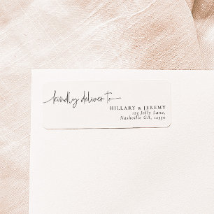Elegant Calligraphy Kindly deliver Return Address  Label
