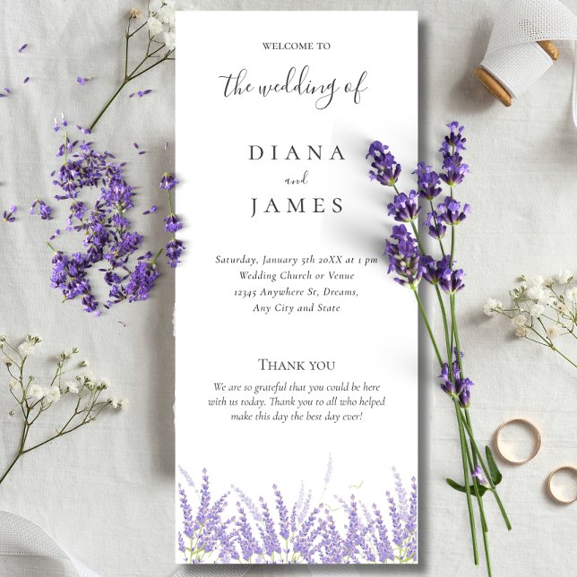 Elegant Calligraphy Lavender flower Wedding Program (Elegant Calligraphy Lavender flower Wedding Program)