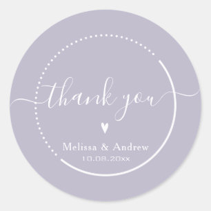 Elegant Calligraphy - Lavender Wedding Thank You Classic Round Sticker