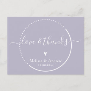 Elegant Calligraphy - Lavender Wedding Thank You Postcard