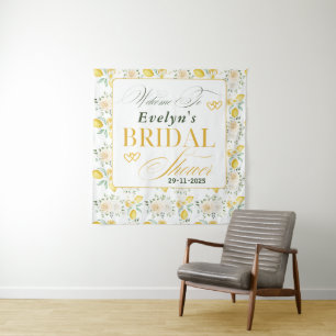 Elegant Calligraphy Lemons Pattern Bridal Shower  Tapestry