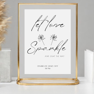 Elegant Calligraphy Let Love Sparkle Send Off Pedestal Sign