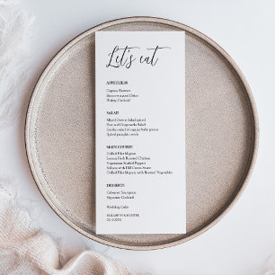 Elegant Calligraphy Let's Eat Wedding Dinner Menu