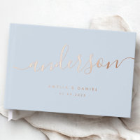 Elegant calligraphy light dusty blue wedding real