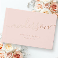 Elegant calligraphy light pink wedding real foil