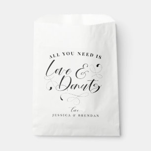 Elegant Calligraphy Love & Doughnuts Wedding Favou Favour Bag