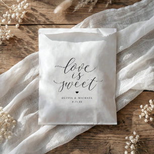 Elegant Calligraphy Love is Sweet Wedding Favour Bag
