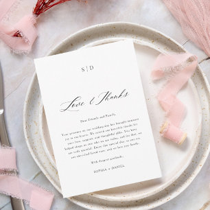 Elegant Calligraphy Love & Thanks Modern Wedding  Place Card