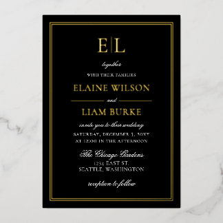 Elegant Calligraphy Luxe Black Gold Wedding 