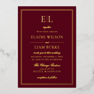 Elegant Calligraphy Luxe Burgundy Gold Wedding F