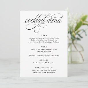 Elegant Calligraphy Luxury Wedding Cocktail Menu