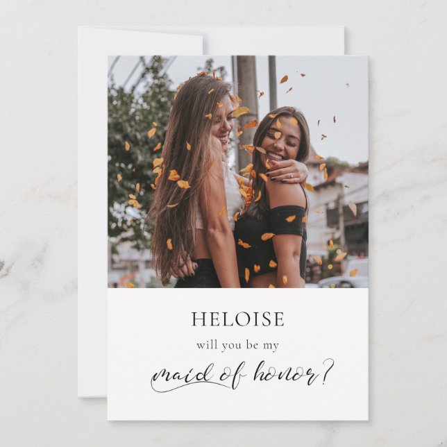 Elegant calligraphy Maid of honour proposal card (Front)