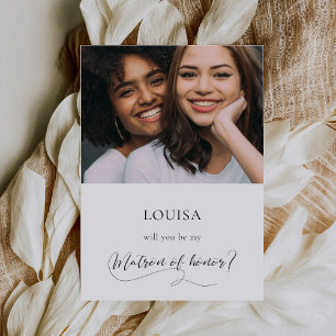 Elegant calligraphy Matron of honour proposal card