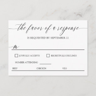 Elegant Calligraphy Meal Choices Wedding RSVP Card