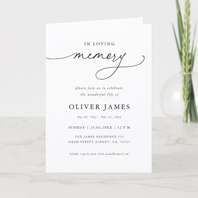 Elegant Calligraphy Memorial Funeral Program (Front)