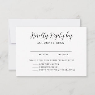 Elegant Calligraphy Menu Choice RSVP Card