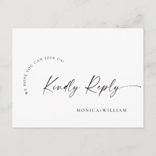 Elegant Calligraphy Menu Choice Wedding RSVP Postcard