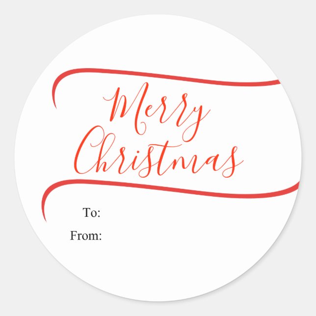 Elegant Calligraphy Merry Christmas Gift Classic Round Sticker (Front)