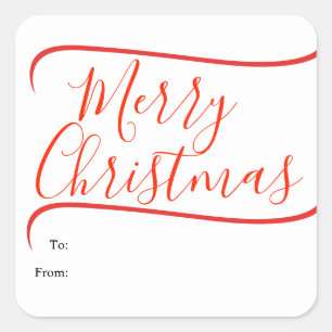 Elegant Calligraphy Merry Christmas Gift Square Sticker