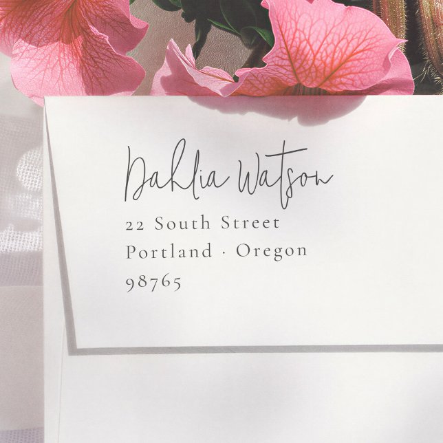 Elegant Calligraphy Minimal Return Address Rubber Stamp (Creator Uploaded)
