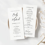 Elegant Calligraphy Minimal Wedding Program<br><div class="desc">Our elegant slim wedding program card is perfect for your minimalist wedding celebration. A beautiful pairing of black calligraphy font with simple and clean text on a white background makes for an elevated look to complement your stylish event. Easy and quick to customise yourself with your own wedding details.</div>