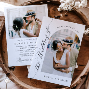 Elegant Calligraphy Minimalist Wedding 2 PHOTO Invitation