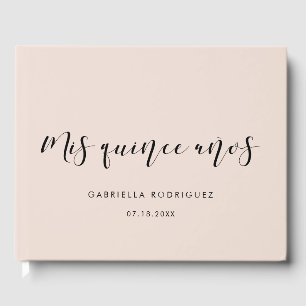 Elegant calligraphy Mis quince años Guest Book