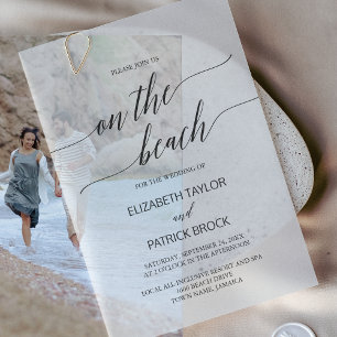 Elegant Calligraphy Modern Boho Beach Wedding Vellum Invitations