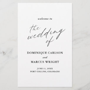 Elegant Calligraphy Modern Budget Wedding Program Flyer