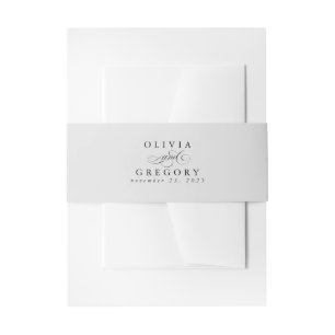 Elegant Calligraphy Modern Light Grey Wedding Invitation Belly Band