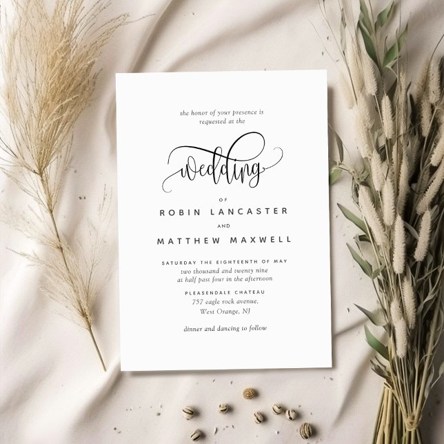 Elegant Calligraphy Modern, Minimal Wedding Invitation (Creator Uploaded)