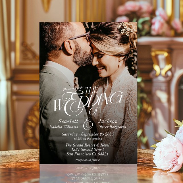 Elegant Calligraphy Modern Photo Wedding  Invitation (Creator Uploaded)