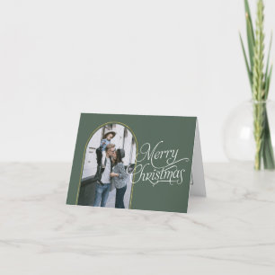 Elegant calligraphy modern simple christmas photo holiday card