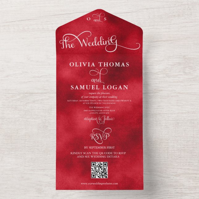 Elegant Calligraphy Modern Wedding All In One Invitation (Inside)