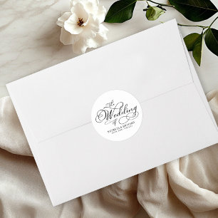 Elegant Calligraphy Modern Wedding Classic Round Sticker