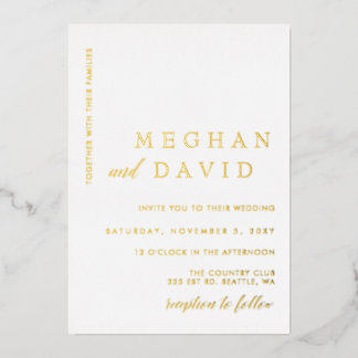 Elegant Calligraphy Modern Wedding  Foil Invitatio