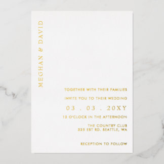 Elegant Calligraphy Modern Wedding  Foil Invitatio