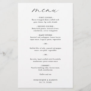 Elegant Calligraphy Modern Wedding Menu