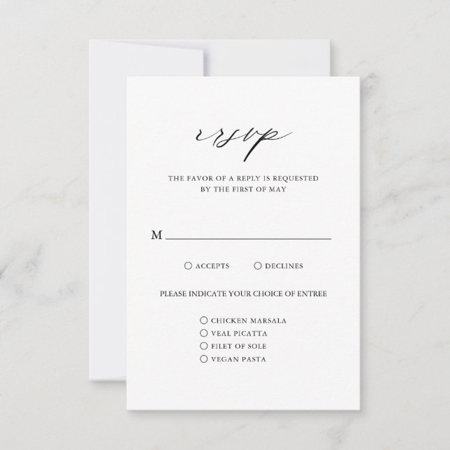 Elegant Calligraphy Modern Wedding RSVP Card (Front)