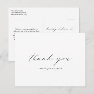 Elegant Calligraphy Modern Wedding Thank You Postcard
