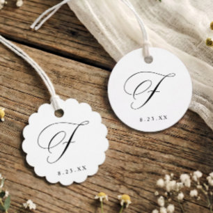 Elegant Calligraphy Monogram Initial F Wedding Favour Tags