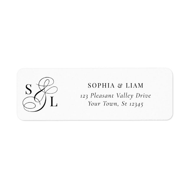 Elegant Calligraphy Monogram Wedding Return Addres Address Label (Front)