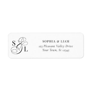 Elegant Calligraphy Monogram Wedding Return Addres Return Address Label