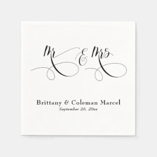 Elegant Calligraphy Mr & Mrs Wedding Napkins