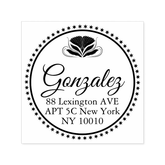 Elegant Calligraphy Name Address Rubber Stamp (Design)