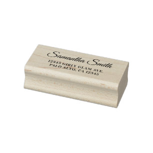 Elegant Calligraphy Name All Caps Address Rubber Stamp
