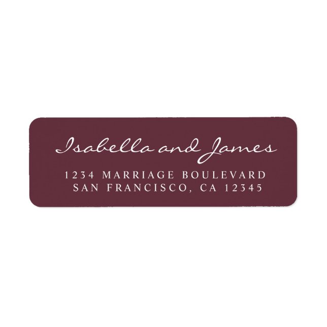 Elegant Calligraphy Names Wedding Return Address Label (Front)