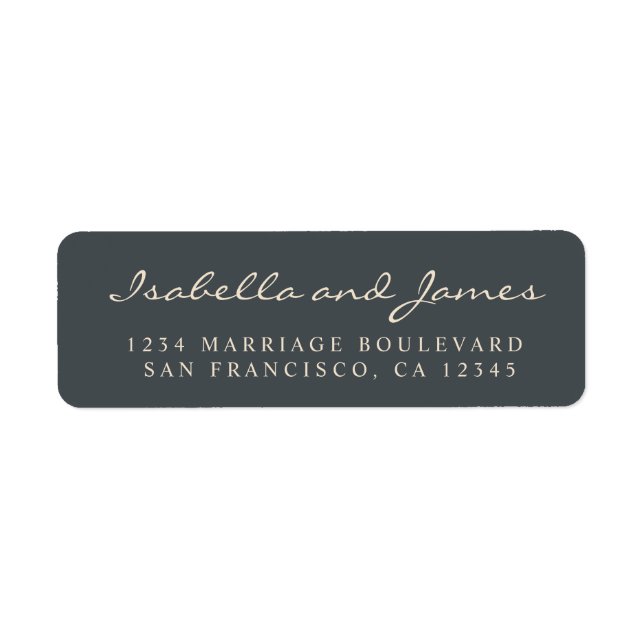 Elegant Calligraphy Names Wedding Return Address Label (Front)